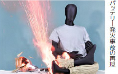 バッテリー発火事故再現画像