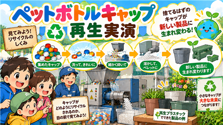 ペットボトルキャップ再生実演